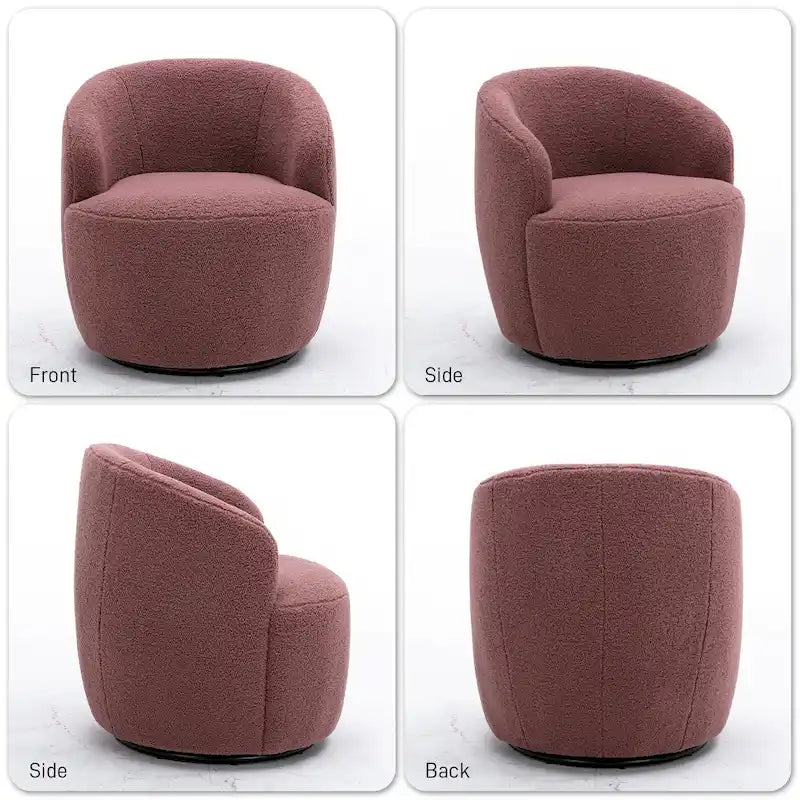Poltrona girevole a botte imbottita in tessuto Teddy moderno Ouyessir (set di 2)