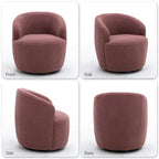 Poltrona girevole a botte imbottita in tessuto Teddy moderno Ouyessir (set di 2)