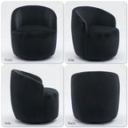 Poltrona girevole a botte imbottita in tessuto Teddy moderno Ouyessir (set di 2)
