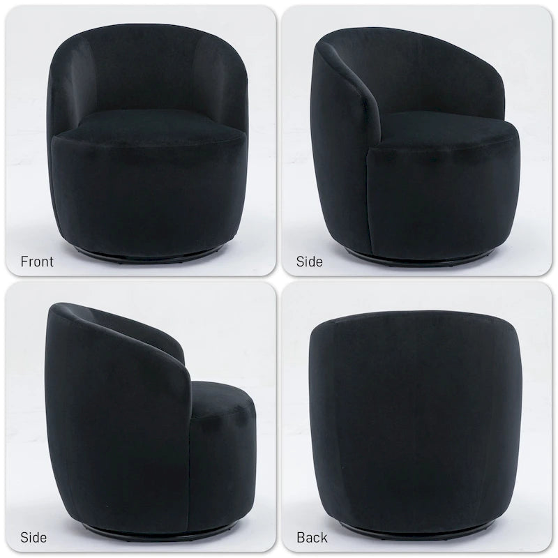 Poltrona girevole a botte imbottita in tessuto Teddy moderno Ouyessir (set di 2)