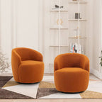 Poltrona girevole a botte imbottita in tessuto Teddy moderno Ouyessir (set di 2)