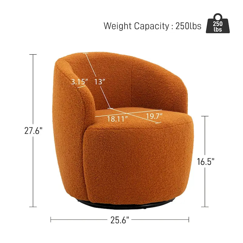 Poltrona girevole a botte imbottita in tessuto Teddy moderno Ouyessir (set di 2)