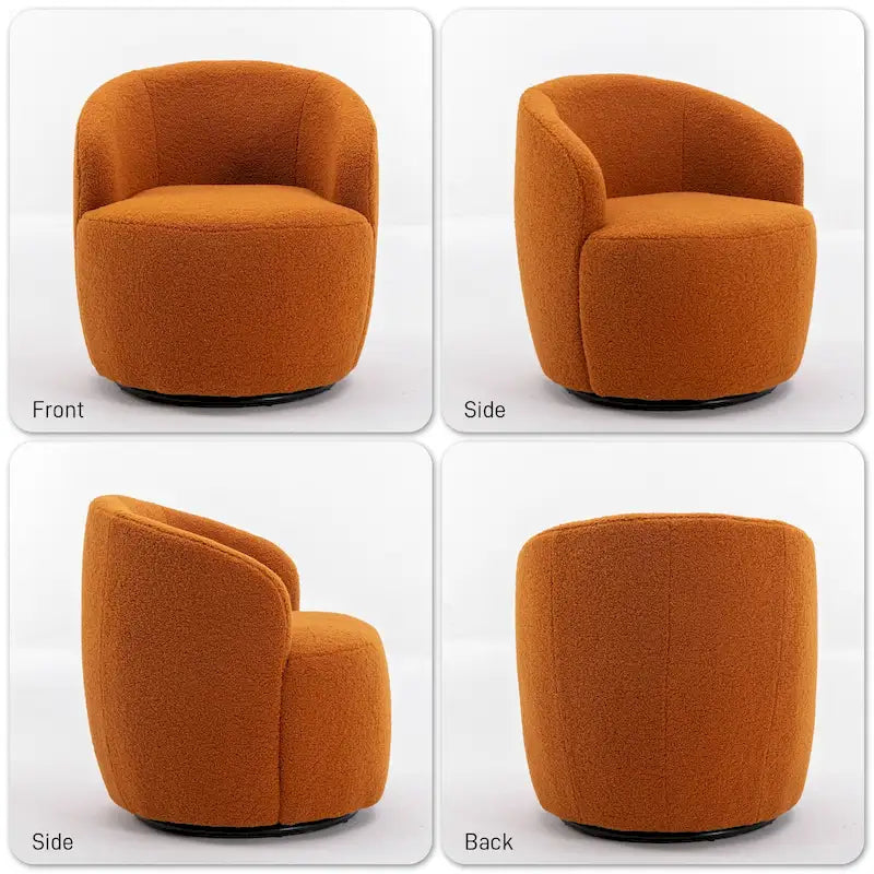 Poltrona girevole a botte imbottita in tessuto Teddy moderno Ouyessir (set di 2)