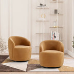 Poltrona girevole a botte imbottita in tessuto Teddy moderno Ouyessir (set di 2)