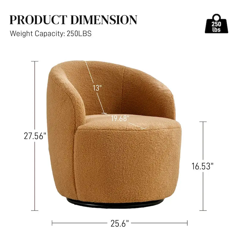 Poltrona girevole a botte imbottita in tessuto Teddy moderno Ouyessir (set di 2)