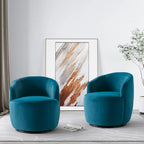 Poltrona girevole a botte imbottita in tessuto Teddy moderno Ouyessir (set di 2)