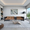 Coast to Coast Sofas Mid-Century-modernes Loveseat- und Sofa-Set aus Kunstleder mit Polsterung und Massivholzrahmen