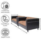 Coast to Coast Sofas Mid-Century-modernes Loveseat- und Sofa-Set aus Kunstleder mit Polsterung und Massivholzrahmen