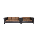 Coast to Coast Sofas Mid-Century-modernes Loveseat- und Sofa-Set aus Kunstleder mit Polsterung und Massivholzrahmen