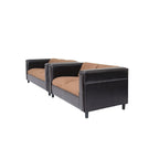 Coast to Coast Sofas Mid-Century-modernes Loveseat- und Sofa-Set aus Kunstleder mit Polsterung und Massivholzrahmen