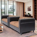 Coast to Coast Sofas Mid-Century-modernes Loveseat- und Sofa-Set aus Kunstleder mit Polsterung und Massivholzrahmen
