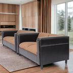 Coast to Coast Sofas Mid-Century-modernes Loveseat- und Sofa-Set aus Kunstleder mit Polsterung und Massivholzrahmen