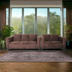 Coast to Coast Sofas Mid Century Modern Loveseat and Sofa Set Solid Wood Frame Upholstered
