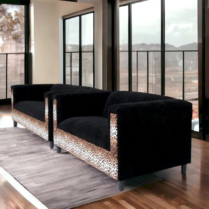 Coast to Coast Sofas Mid Century Modern Loveseat and Sofa Set Solid Wood Frame Upholstered