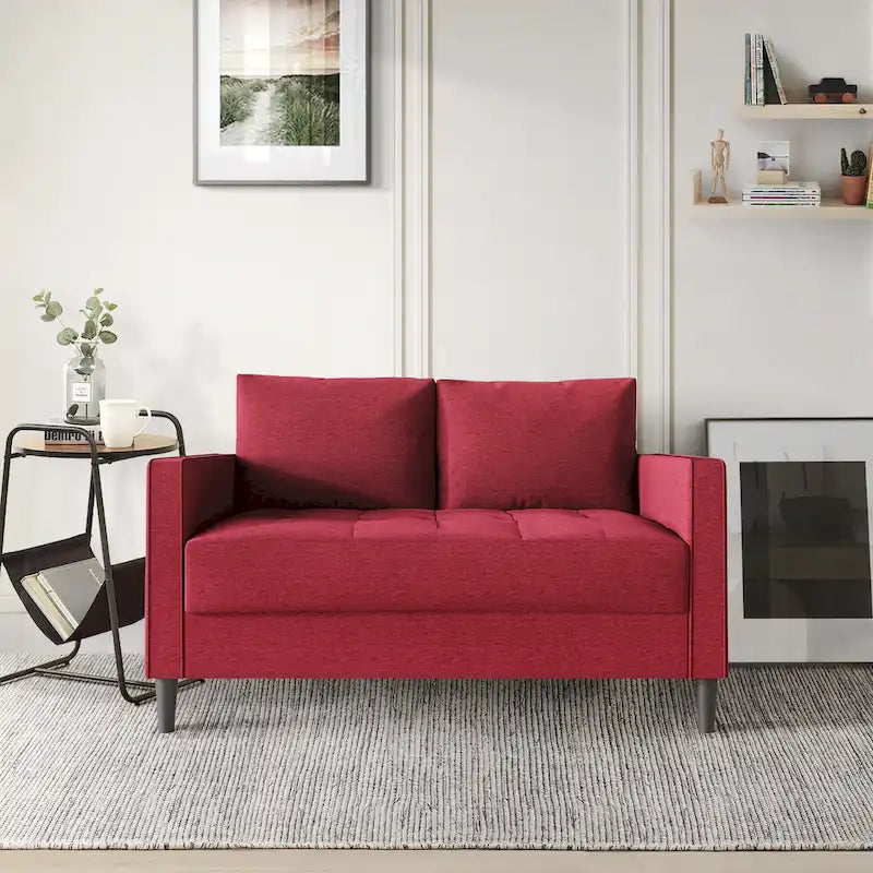 CraftPorch zeitgemäßes minimalistisches Loveseat mit Leinenbezug