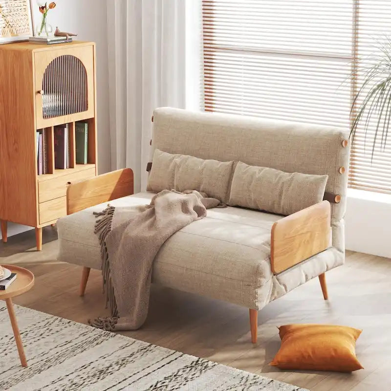 JASIWAY 43.3 tapicerowana sofa dwuosobowa z funkcją spania, beżowa
