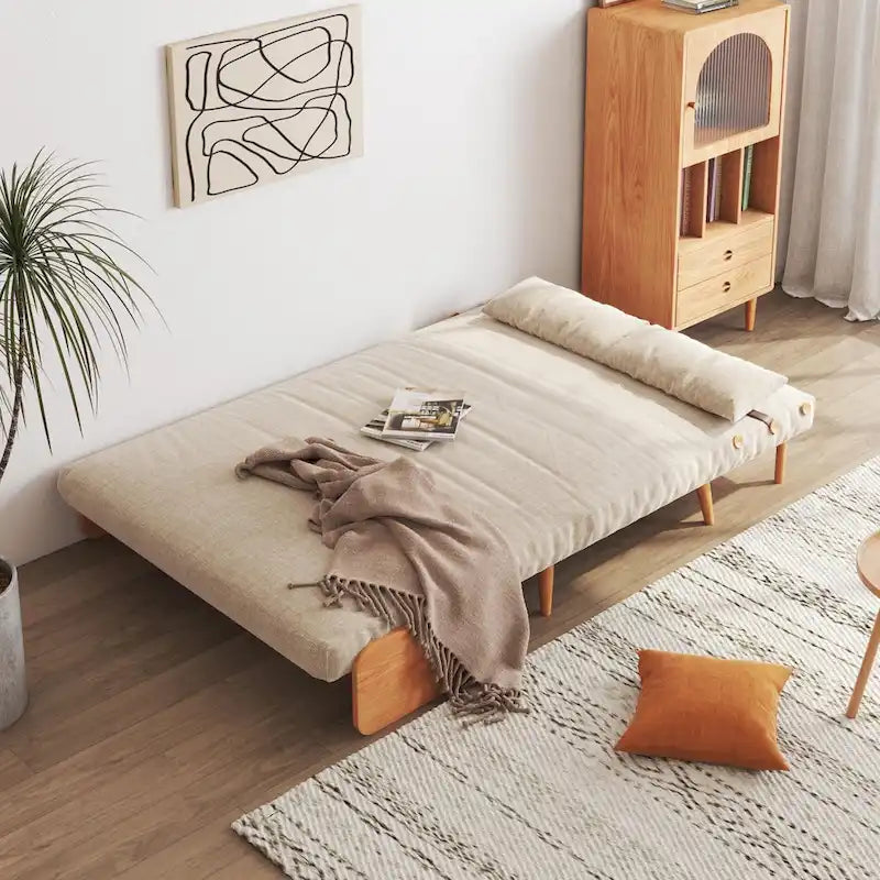 JASIWAY 43.3 tapicerowana sofa dwuosobowa z funkcją spania, beżowa