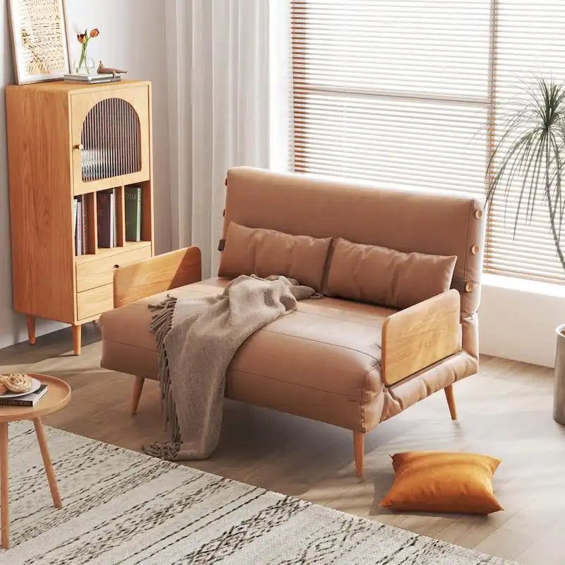 JASIWAY 43.3 tapicerowana sofa dwuosobowa z funkcją spania, beżowa