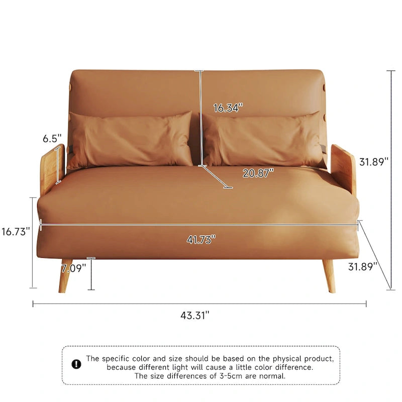 JASIWAY 43.3 tapicerowana sofa dwuosobowa z funkcją spania, beżowa