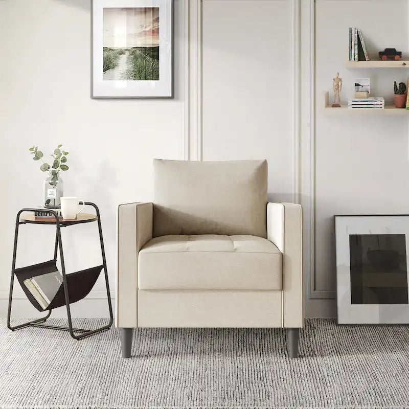 CraftPorch Contemporary Minimalist -malliston pellavaverhoiltu 3-osainen olohuonesarja