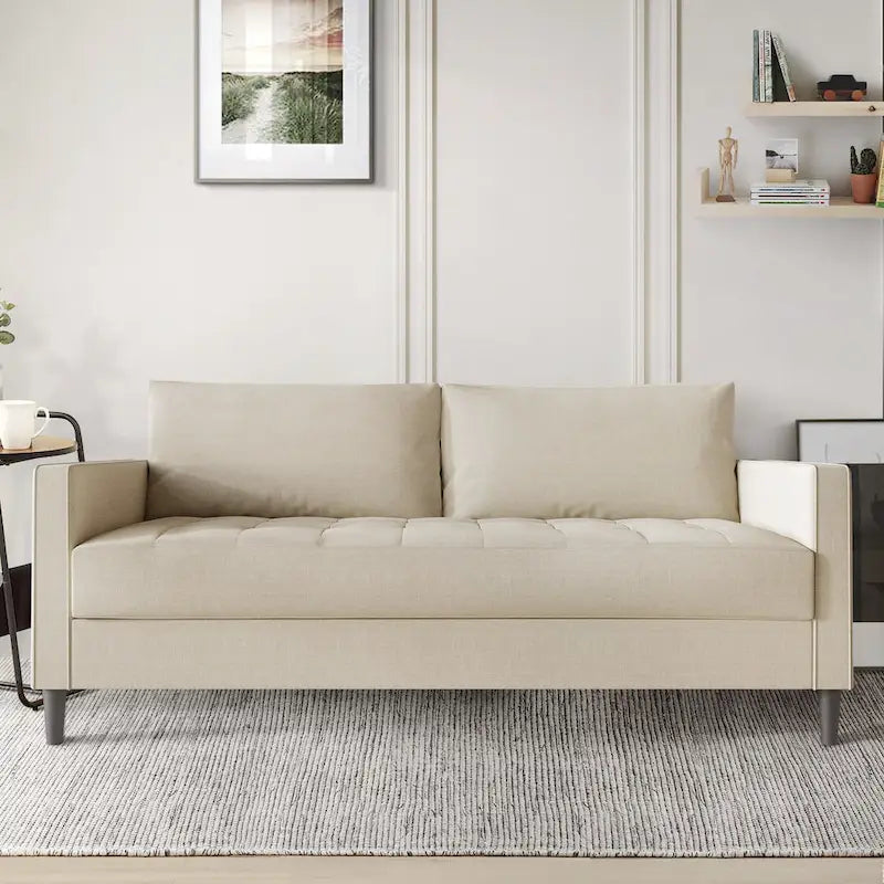 CraftPorch Contemporary Minimalist -malliston pellavaverhoiltu 3-osainen olohuonesarja