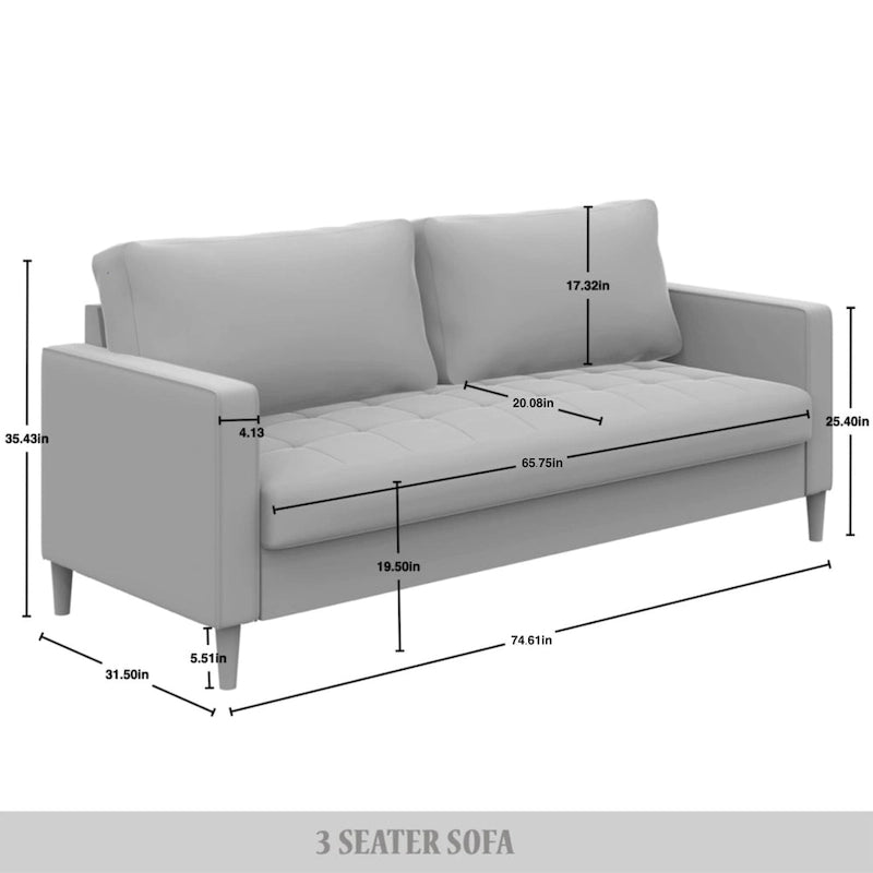 CraftPorch Contemporary Minimalist -malliston pellavaverhoiltu 3-osainen olohuonesarja