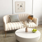 SEYNAR moderner Glamour-Zweisitzer, bequem, 50 Metallbeine, geschwungenes Sofa für 2 Personen mit getufteter Rückenlehne