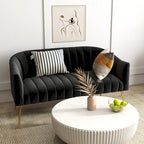 SEYNAR moderner Glamour-Zweisitzer, bequem, 50 Metallbeine, geschwungenes Sofa für 2 Personen mit getufteter Rückenlehne