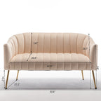 SEYNAR moderner Glamour-Zweisitzer, bequem, 50 Metallbeine, geschwungenes Sofa für 2 Personen mit getufteter Rückenlehne