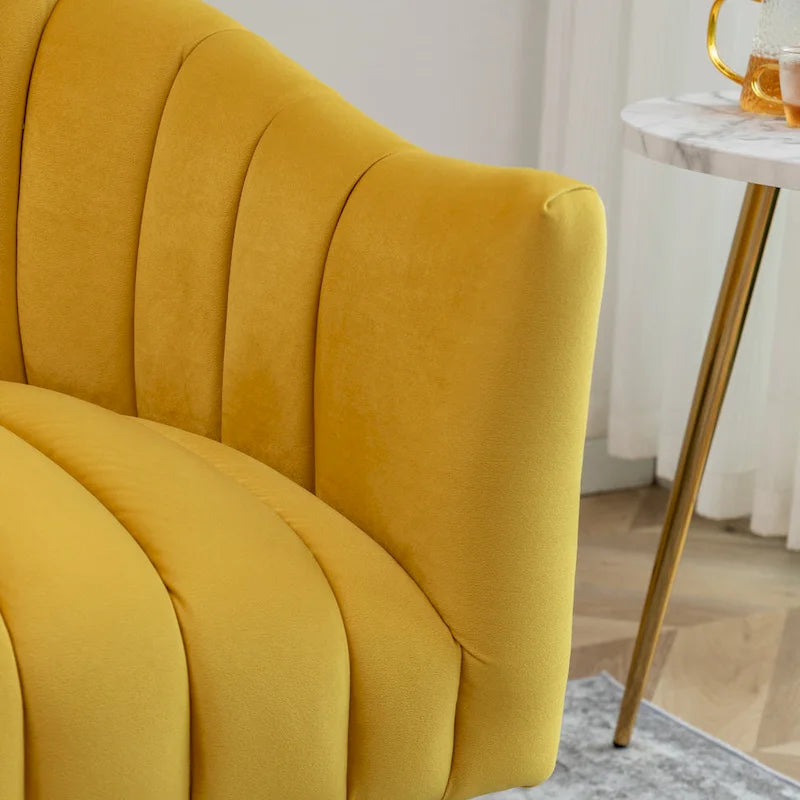 SEYNAR moderner Glamour-Zweisitzer, bequem, 50 Metallbeine, geschwungenes Sofa für 2 Personen mit getufteter Rückenlehne