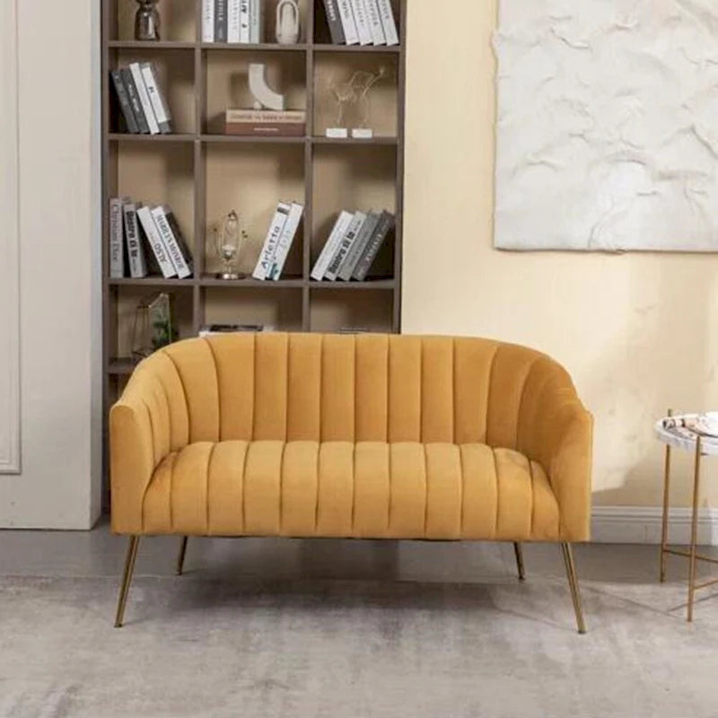 SEYNAR moderner Glamour-Zweisitzer, bequem, 50 Metallbeine, geschwungenes Sofa für 2 Personen mit getufteter Rückenlehne