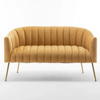 SEYNAR moderner Glamour-Zweisitzer, bequem, 50 Metallbeine, geschwungenes Sofa für 2 Personen mit getufteter Rückenlehne