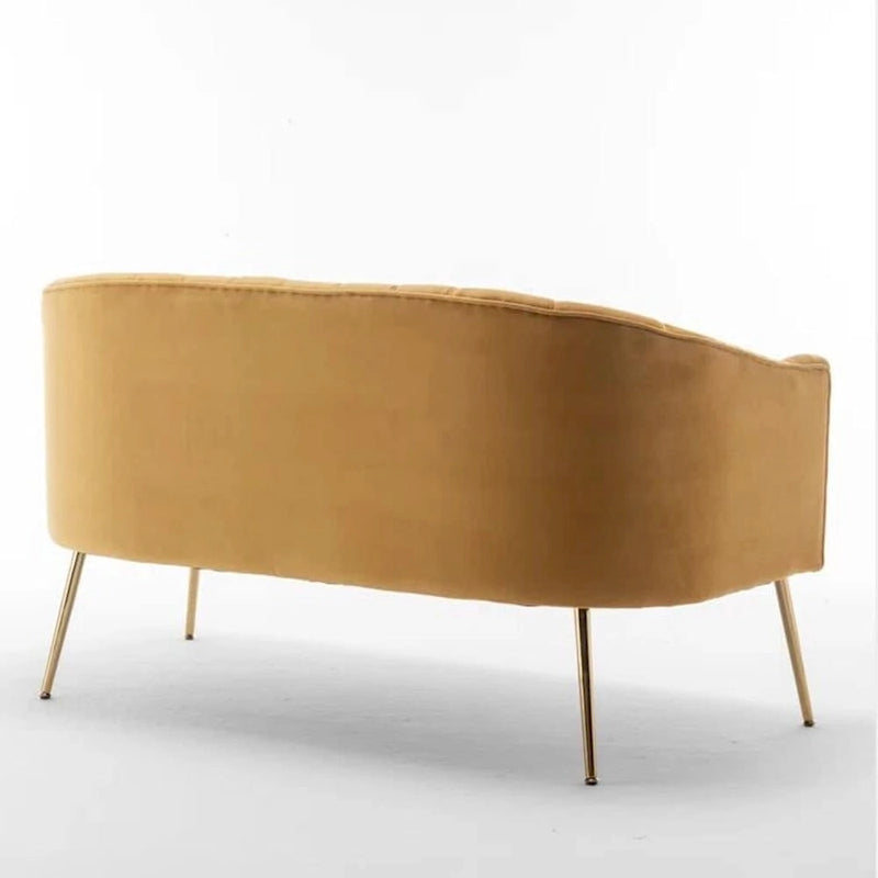 SEYNAR moderner Glamour-Zweisitzer, bequem, 50 Metallbeine, geschwungenes Sofa für 2 Personen mit getufteter Rückenlehne