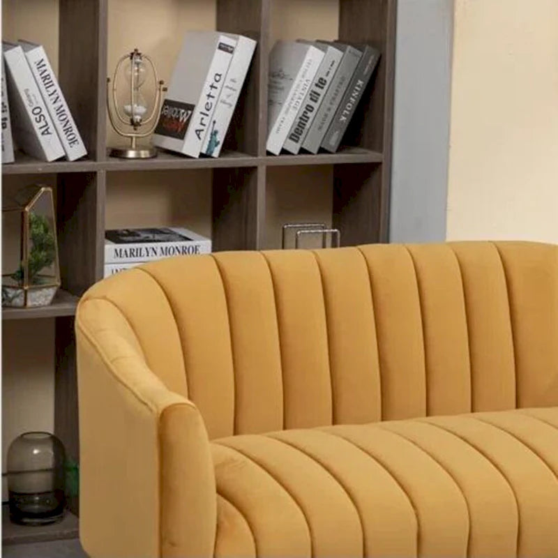 SEYNAR moderner Glamour-Zweisitzer, bequem, 50 Metallbeine, geschwungenes Sofa für 2 Personen mit getufteter Rückenlehne