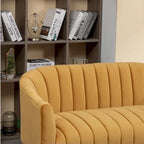 SEYNAR moderner Glamour-Zweisitzer, bequem, 50 Metallbeine, geschwungenes Sofa für 2 Personen mit getufteter Rückenlehne