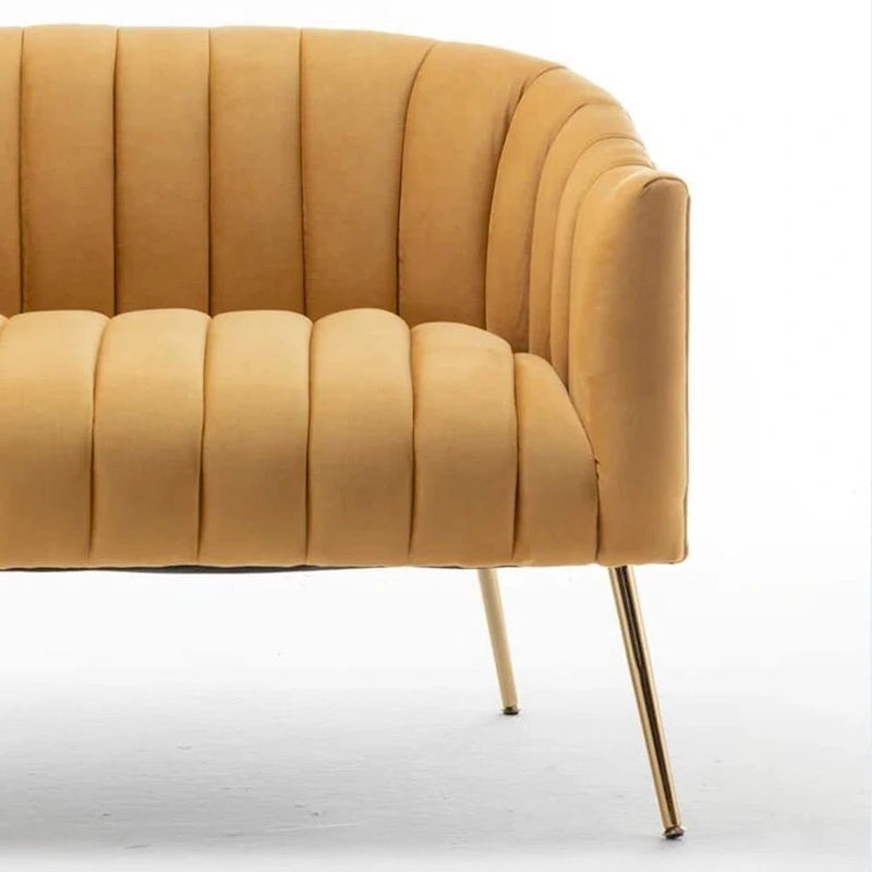 SEYNAR moderner Glamour-Zweisitzer, bequem, 50 Metallbeine, geschwungenes Sofa für 2 Personen mit getufteter Rückenlehne