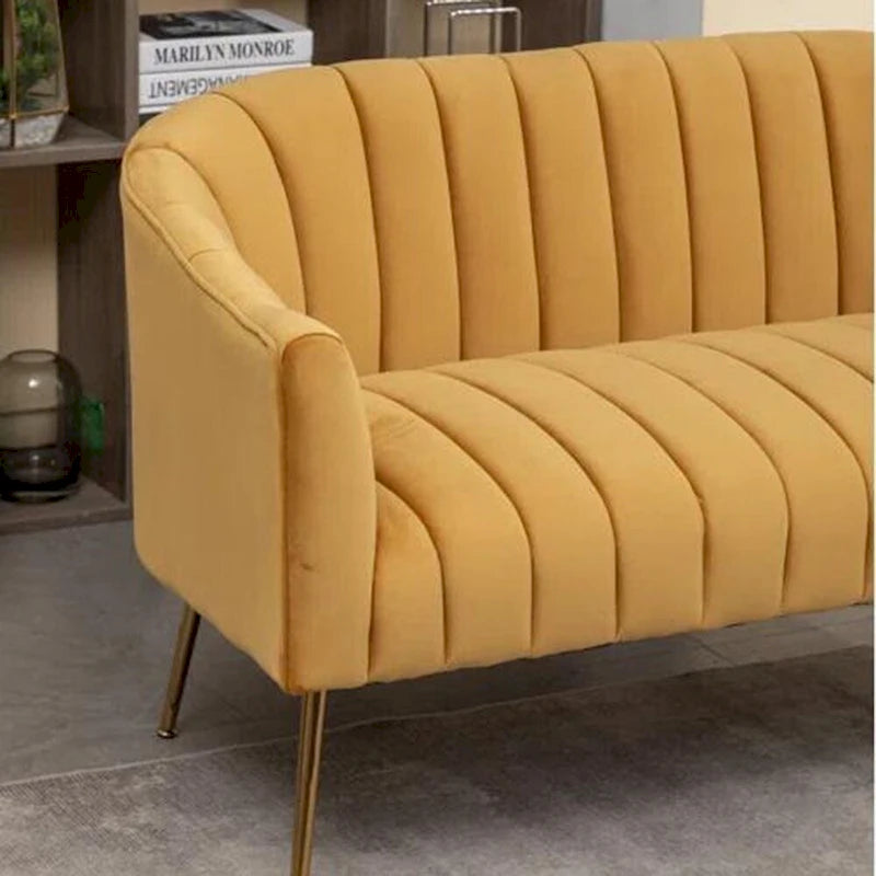 SEYNAR moderner Glamour-Zweisitzer, bequem, 50 Metallbeine, geschwungenes Sofa für 2 Personen mit getufteter Rückenlehne