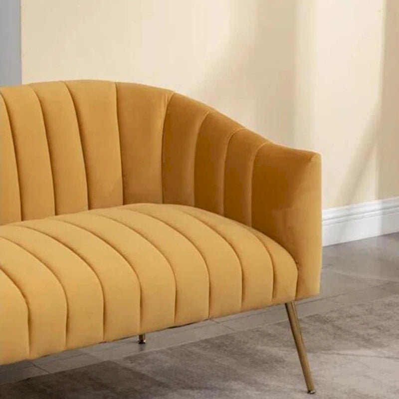 SEYNAR moderner Glamour-Zweisitzer, bequem, 50 Metallbeine, geschwungenes Sofa für 2 Personen mit getufteter Rückenlehne
