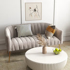 SEYNAR moderner Glamour-Zweisitzer, bequem, 50 Metallbeine, geschwungenes Sofa für 2 Personen mit getufteter Rückenlehne