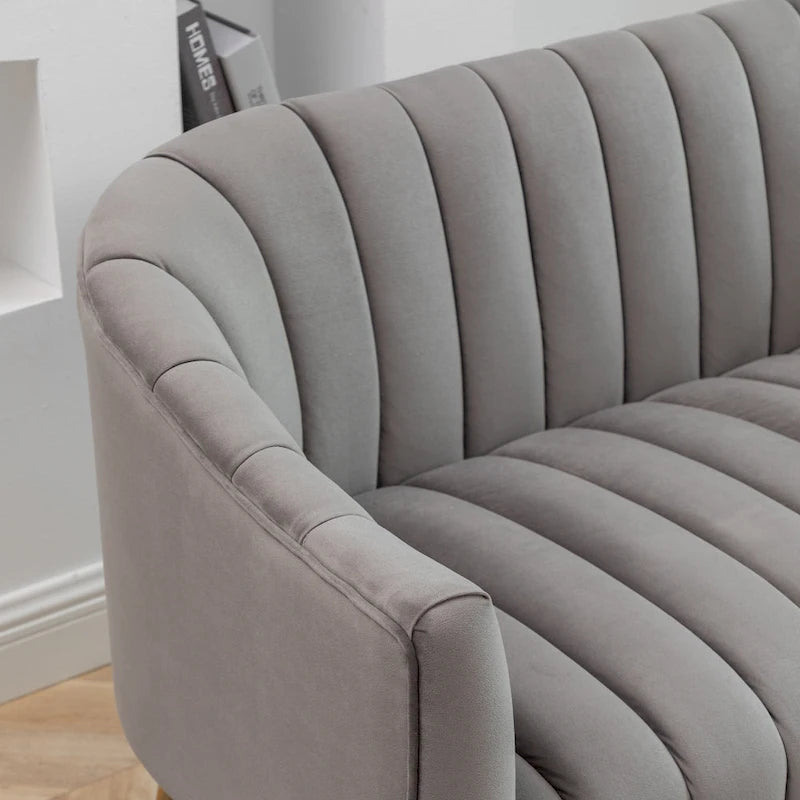 SEYNAR moderner Glamour-Zweisitzer, bequem, 50 Metallbeine, geschwungenes Sofa für 2 Personen mit getufteter Rückenlehne