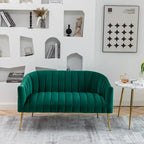 SEYNAR moderner Glamour-Zweisitzer, bequem, 50 Metallbeine, geschwungenes Sofa für 2 Personen mit getufteter Rückenlehne