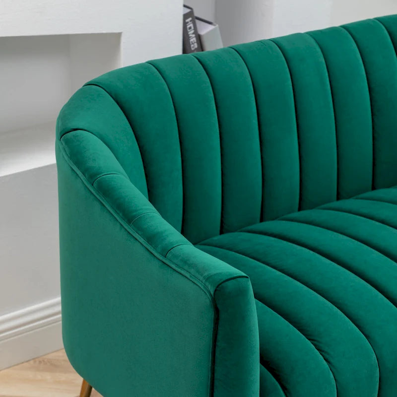 SEYNAR moderner Glamour-Zweisitzer, bequem, 50 Metallbeine, geschwungenes Sofa für 2 Personen mit getufteter Rückenlehne