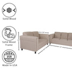 Set di divanetto e divano Coast to Coast Sofas in stile moderno di metà secolo, in poliestere e nylon, con struttura in legno massello e rivestimento imbottito