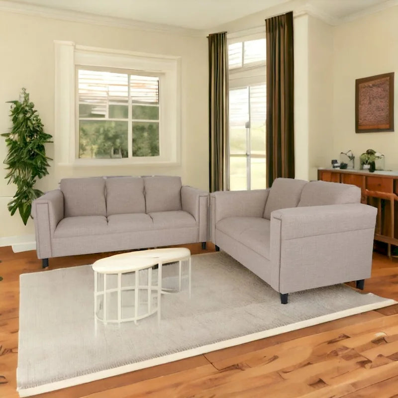 Set di divanetto e divano Coast to Coast Sofas in stile moderno di metà secolo, in poliestere e nylon, con struttura in legno massello e rivestimento imbottito