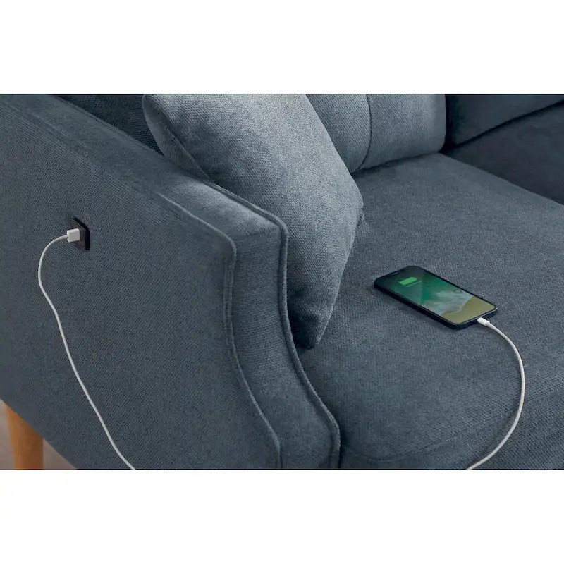 Sofá biplaza con tela impermeable y carga USB
