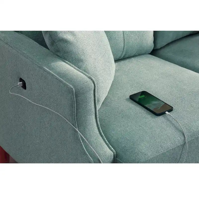 Sofá biplaza con tela impermeable y carga USB
