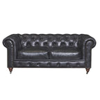 Century Chesterfield-loveseat - licht kastanjebruin leer