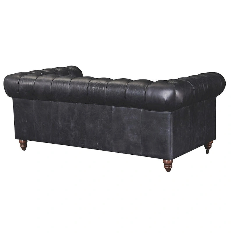 Century Chesterfield-loveseat - licht kastanjebruin leer