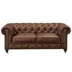 Century Chesterfield-loveseat - licht kastanjebruin leer