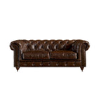 Century Chesterfield-loveseat - licht kastanjebruin leer